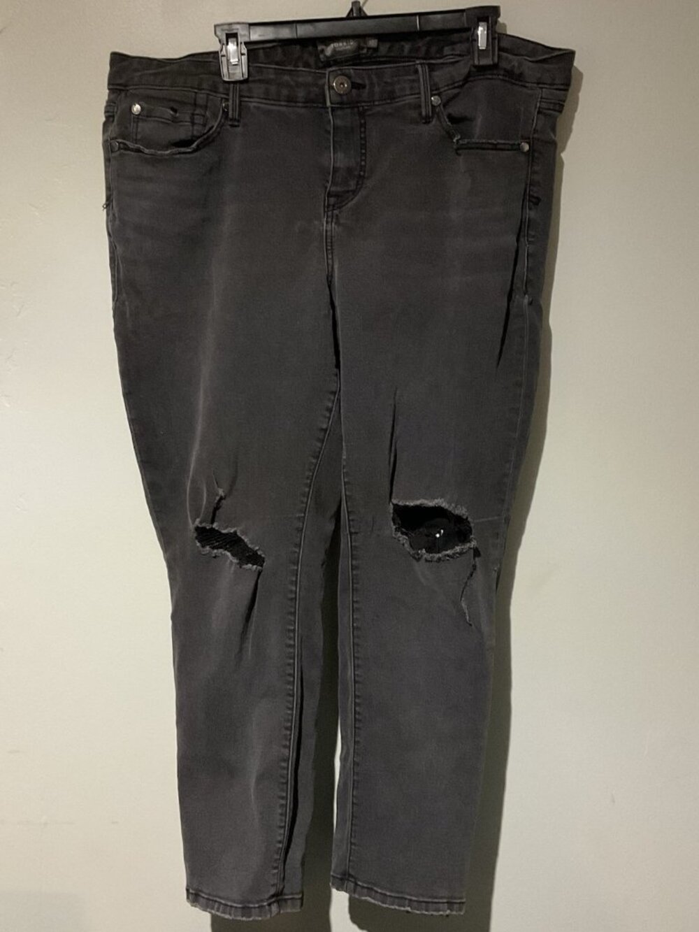 Torrid Jeans 18S‎ Womens Black Washed Rip Jegging Distressed High Rise Stretch